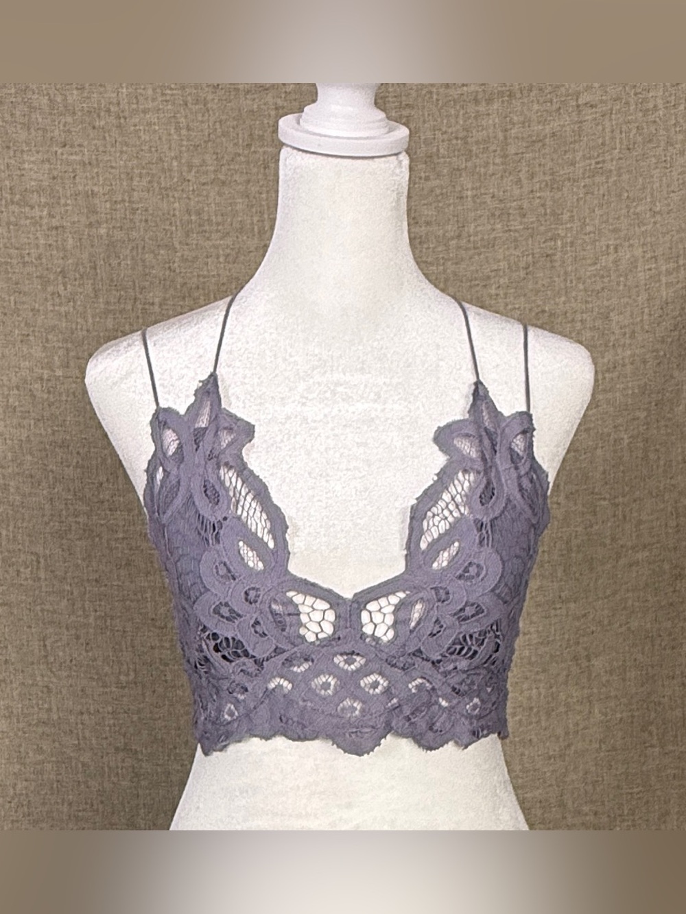 FP One Dusty Lavender Lace-Detail Strappy Bralette